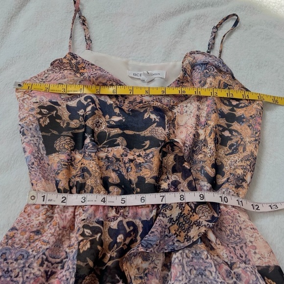 NEW BCBGeneration Chiffon Floral Spaghetti Strap V Neck Romper Colorful Size XXS - Picture 6 of 10